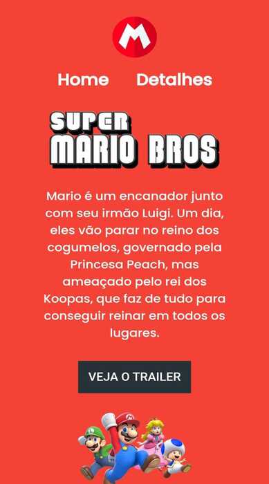 Landing Page do Super Mario Bros